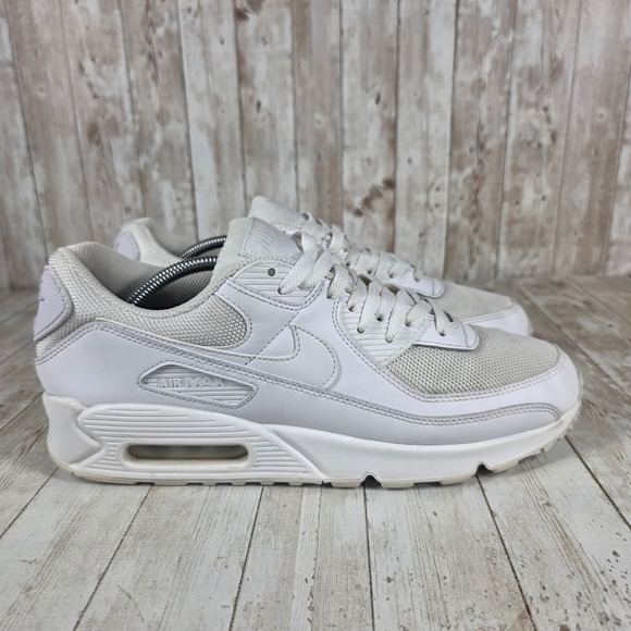 Nike Air Max 90 Men's‎ White Leather Mesh Athletic Sneakers US 12
